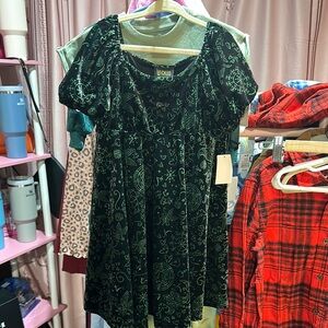 Wicked Black Dress with Green Patterns